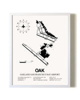 San Francisco Bay Oakland International Airport airport map poster in oak frame