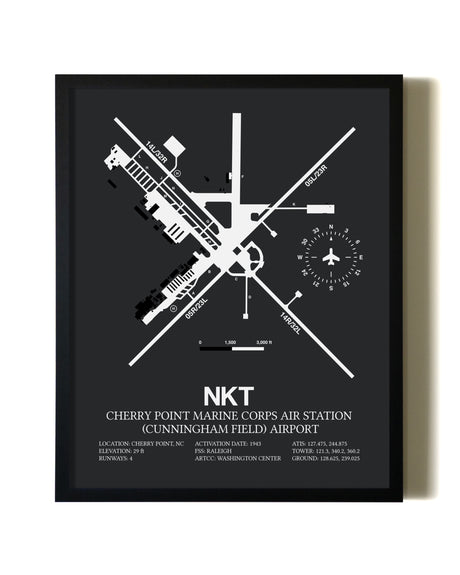 Unframed Cherry Point Marine Corps Air Station (Cunningham Field) Airport map print poster