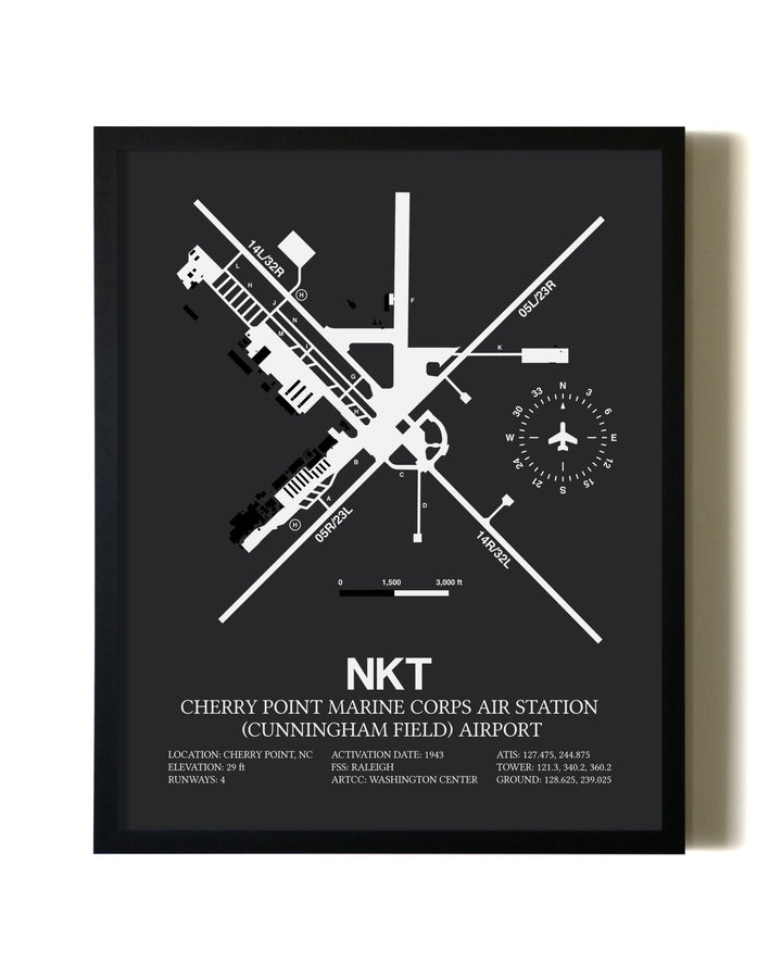 Unframed Cherry Point Marine Corps Air Station (Cunningham Field) Airport map print poster