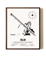 Monmouth Executive Airport aviation print in walnut frame