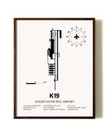Albany Municipal Airport aviation print in walnut frame
