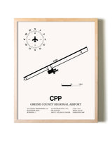 Greene County Regional Airport framed wall art in white frame
