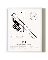 David Jay Perry Airport airport map poster in oak frame