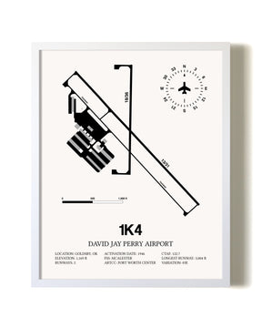 David Jay Perry Airport airport map poster in oak frame