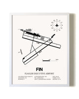 Flagler Executive Airport airport map poster in oak frame