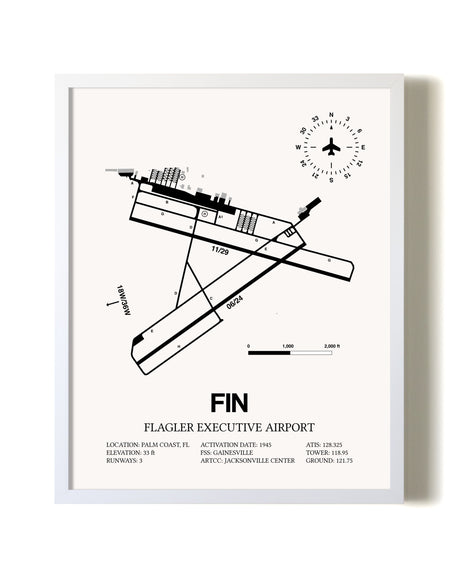 Flagler Executive Airport airport map poster in oak frame