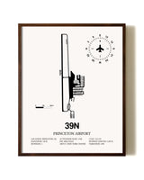 Princeton Airport aviation print in walnut frame