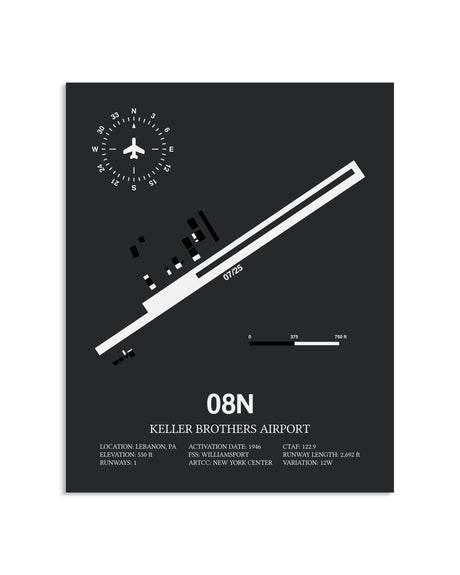 Gray Framed Keller Brothers Airport layout wall art poster