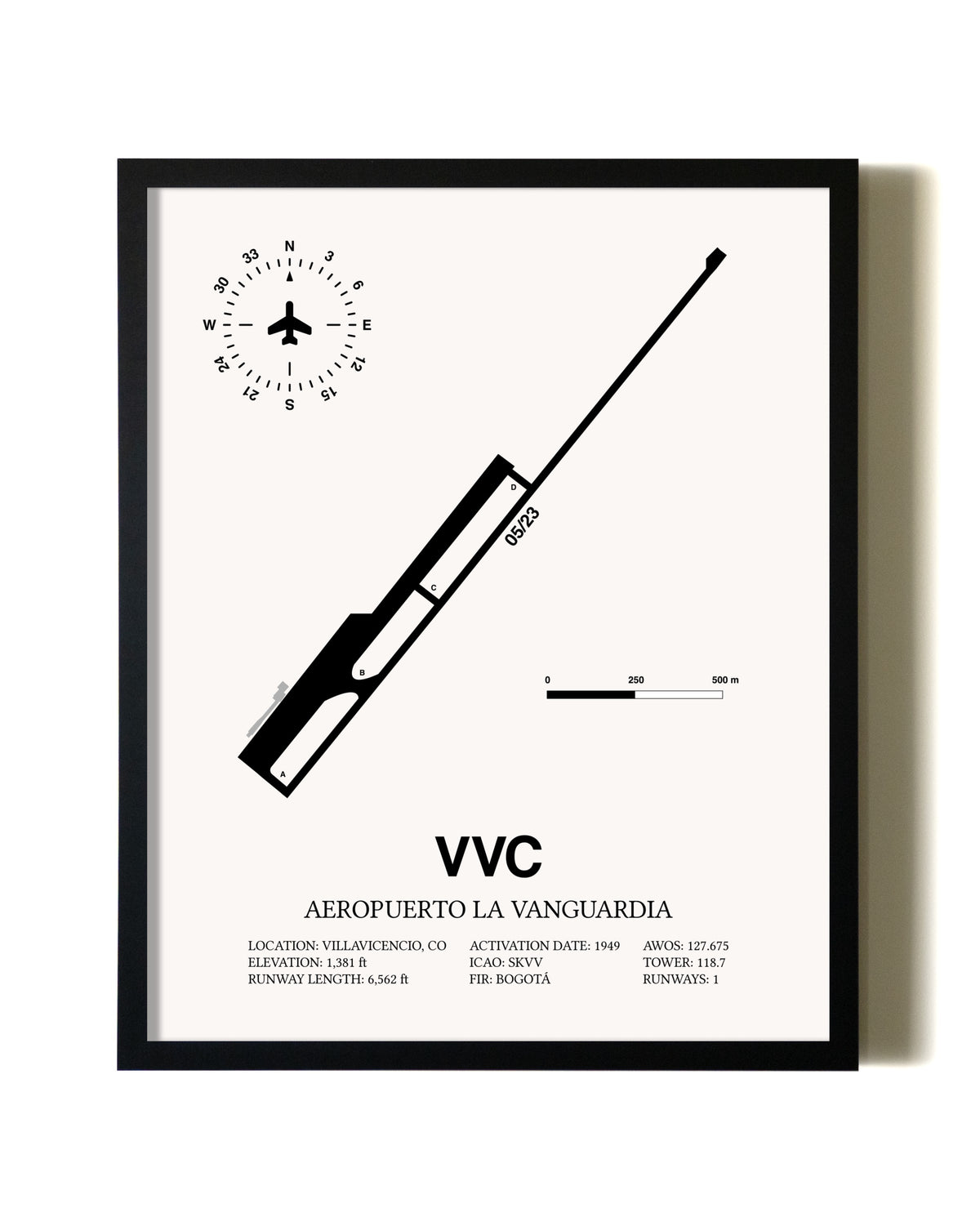 Framed Aeropuerto La Vanguardia wall art poster in black frame