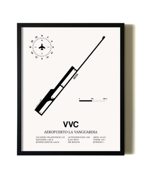 Framed Aeropuerto La Vanguardia wall art poster in black frame