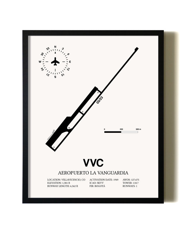 Framed Aeropuerto La Vanguardia wall art poster in black frame