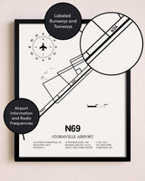 Framed Stormville Airport layout wall art poster