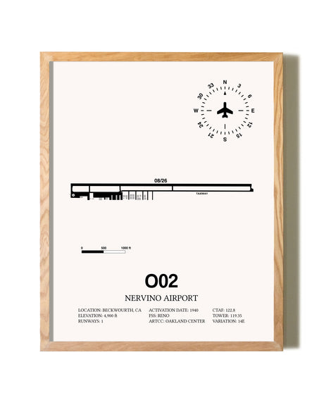 Nervino Airport framed print in natural wood frame