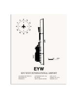 Gray Key West International Airport framed poster displayed in an airplane hangar