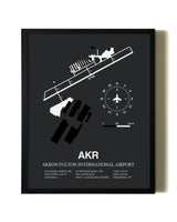 Unframed Akron Fulton International Airport map print poster