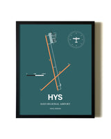 Green Hays Regional Airport aviation wall décor in black wood frame