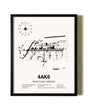 Framed Wolf Lake Airport wall art poster in black frame