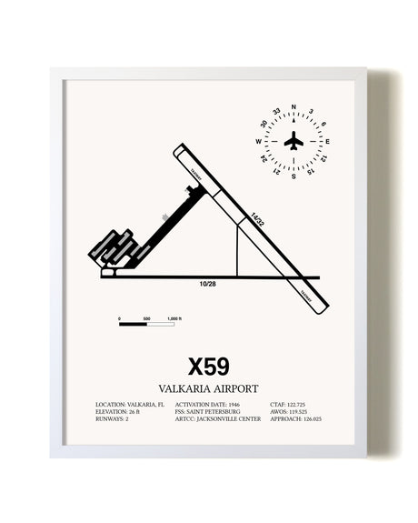 Valkaria Airport airport map poster in oak frame