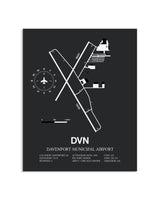 Gray Framed Davenport Municipal Airport layout wall art poster