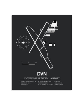 Gray Framed Davenport Municipal Airport layout wall art poster