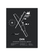 Gray Framed Davenport Municipal Airport layout wall art poster