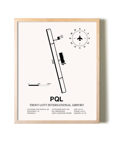Trent Lott International Airport framed wall art in white frame