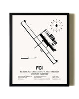 Framed Richmond Executive-Chesterfield County Airport wall art poster in black frame