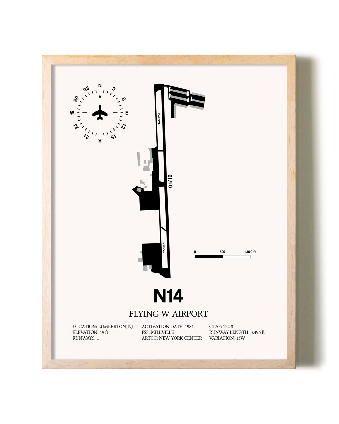 Flying W. Airport framed wall art in white frame