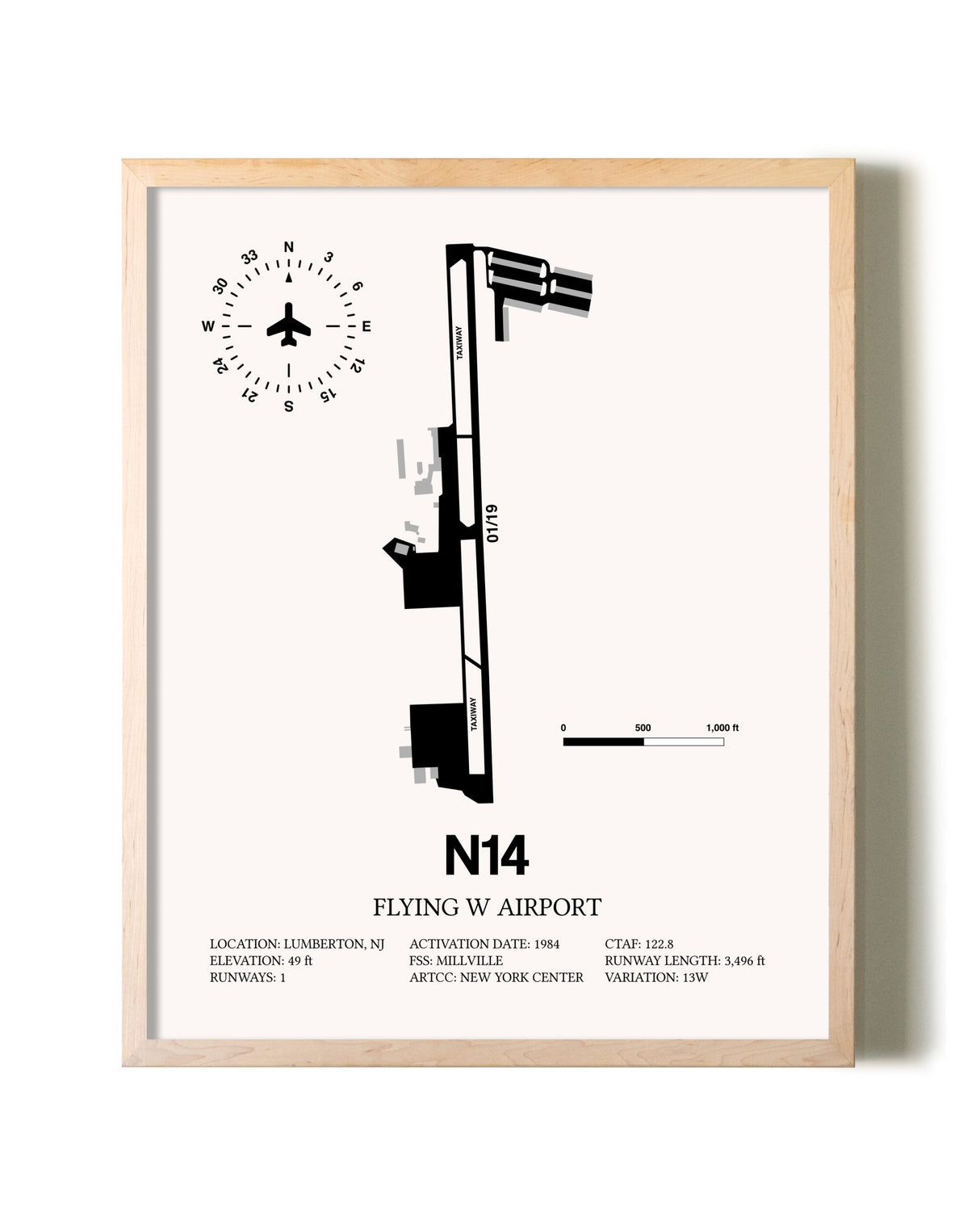 Flying W. Airport framed wall art in white frame