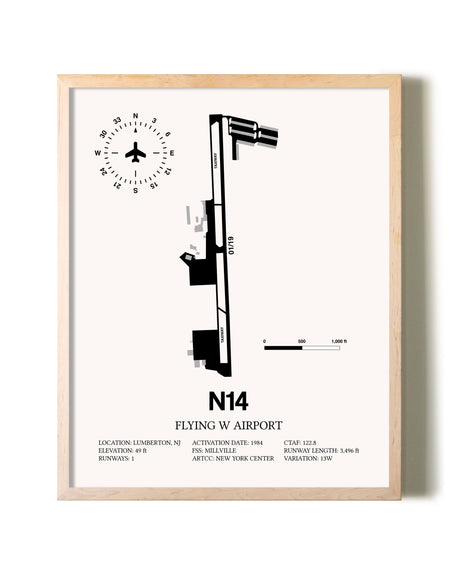 Flying W. Airport framed wall art in white frame