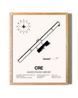 Grand Strand Airport framed print in natural wood frame