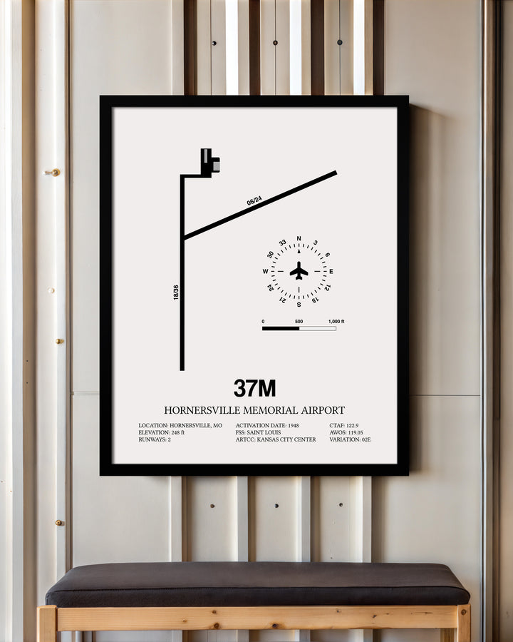 37M Airport Map, Hornersville Memorial Airport Print