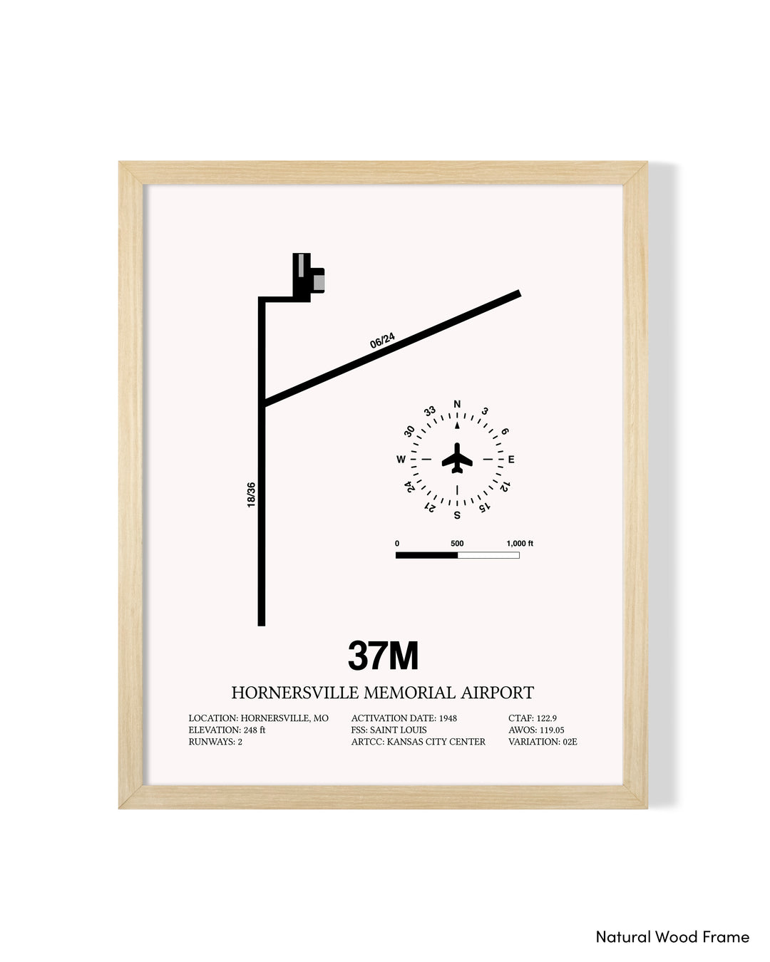 37M Airport Map, Hornersville Memorial Airport Print