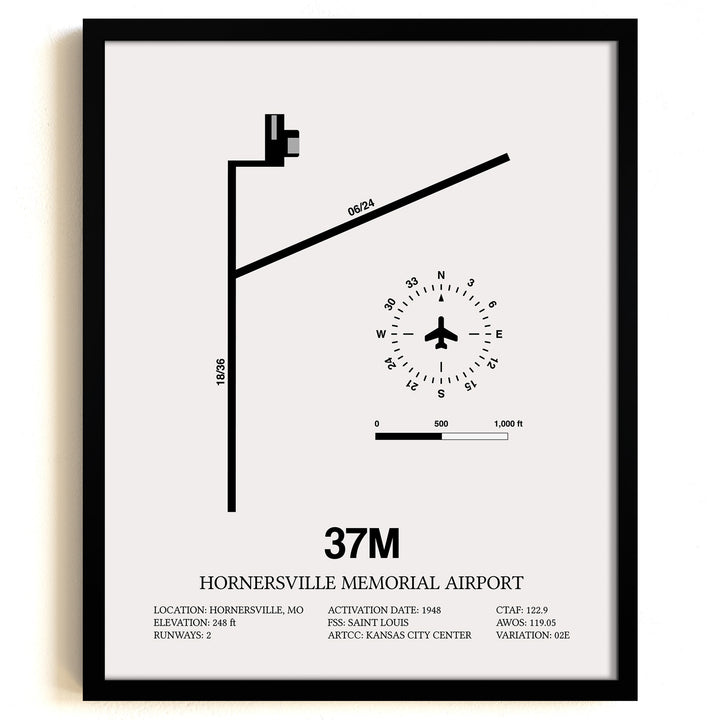 37M Airport Map, Hornersville Memorial Airport Print