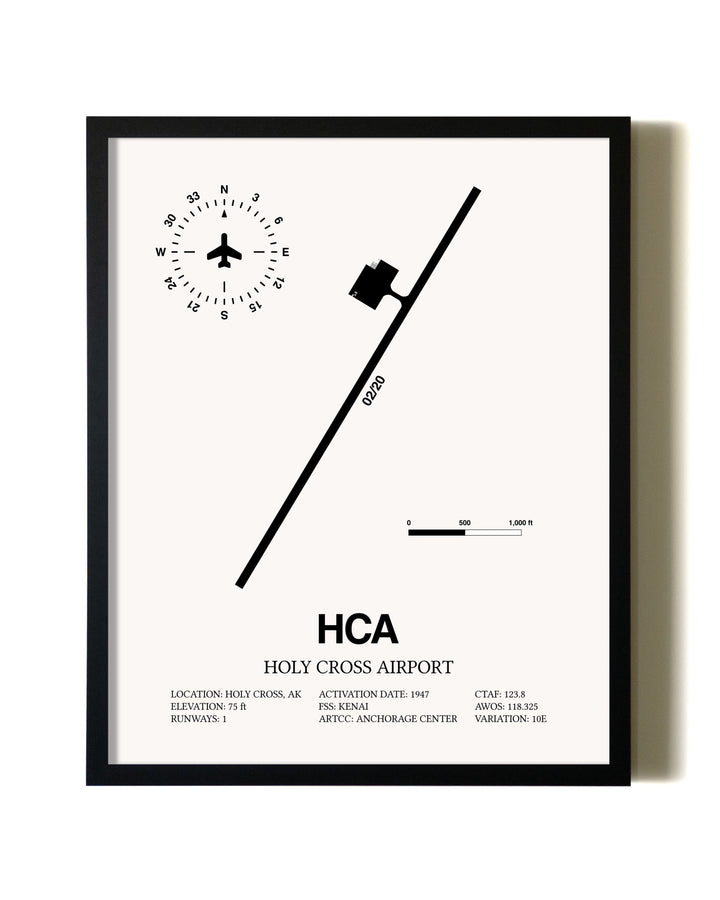 Framed Holy Cross Airport wall art poster in black frame