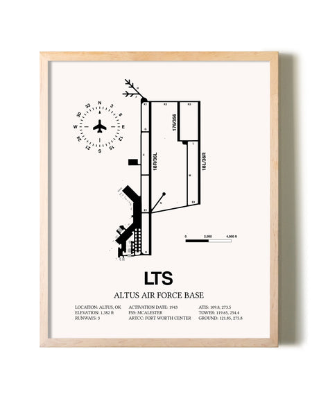 Altus Air Force Base framed wall art in white frame