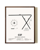 Brodhead Airport aviation print in walnut frame