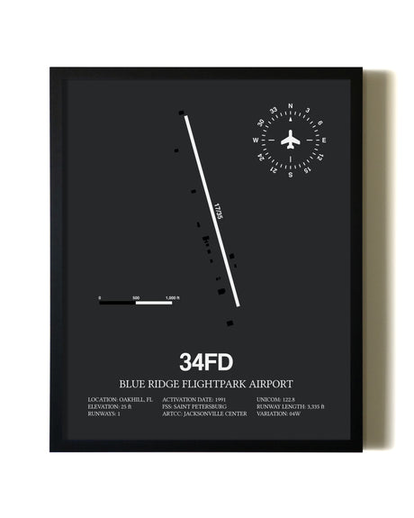 Unframed Blue Ridge Flightpark Airport map print poster
