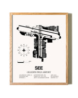 Gillespie Field Airport framed print in natural wood frame