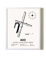 Altoona / Blair County Airport airport map poster in oak frame