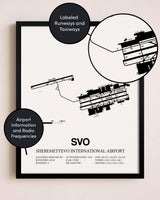 Framed Sheremetyevo International Airport layout wall art poster
