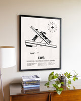 Lewiston / Nez Perce County Airport aviation wall décor in black wood frame
