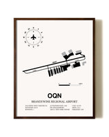 Brandywine Regional Airport aviation print in walnut frame