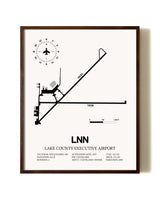 Lake County Executive Airport aviation print in walnut frame