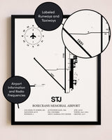 Framed Rosecrans Memorial Airport layout wall art poster