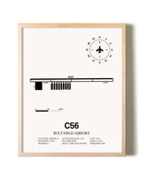 Bult Field Airport framed wall art in white frame