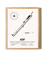 Dexter B. Florence Memorial Field Airport framed print in natural wood frame