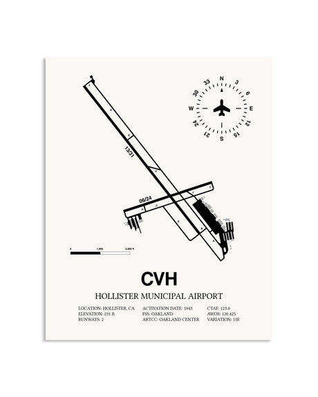 Gray Hollister Municipal Airport framed poster displayed in an airplane hangar