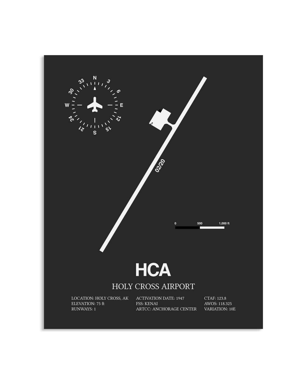 Gray Framed Holy Cross Airport layout wall art poster