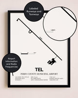 Framed Perry County Municipal Airport layout wall art poster
